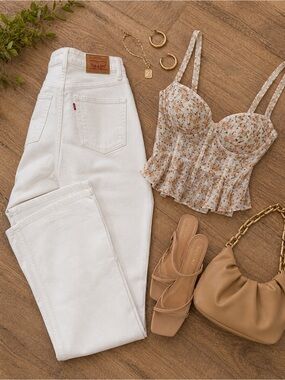 Levi's White Plus Size 22 High-Rise Denim Jeans| Summer Look | Curvy